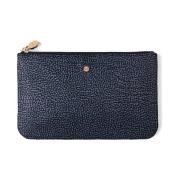 Denim Flat Pouch med Lær Detaljer