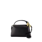 Svart Skinn Crossbody-veske med Quiltet Lambskin