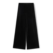 Velour Wide Leg Bukser Svart