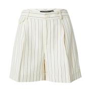 Kremstripet plissert shorts