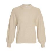 Beige Ballongerme Pullover Genser