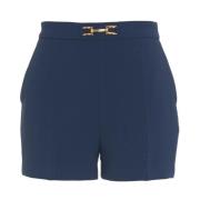 Blå Stretch Crêpe Bermuda Shorts