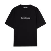 Svart Logo Print Crew Neck T-skjorte