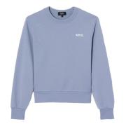 Blå Grå Sweatshirt med Fløyel Logo