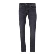 Sort Bomull Jeans, Straight Leg