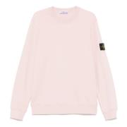 Rosa Crew-neck Sweaters med Ribbed Hems