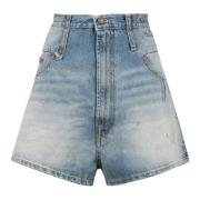 Denimshorts med logo bak