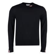 Ull Crew-Neck Genser med Tricolor Detalj