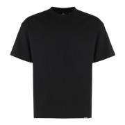 Ribbet Bomull Crew-Neck T-skjorte