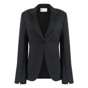 Polyester Revers Krage Blazer med Lommer