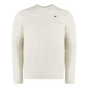 Ribbet crew-neck sweatshirt med snøring