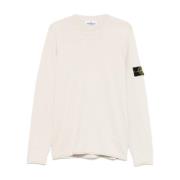 Beige Crew Neck Strikket Genser Sweater