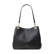 Svart Pebble Skinn Tote Bag