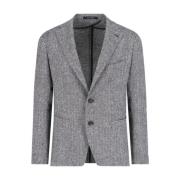 Grå Herringbone Blazer Jakke