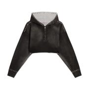 Eyelets Cropped Zipped Hoodie