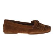 Brune Semskede Loafers med Frynser