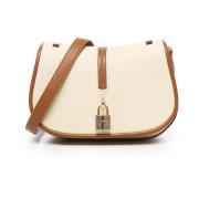 Beige Crossbody Veske med Hengelås Lukking