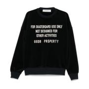 Svart Brodert Sweatshirt Stilig