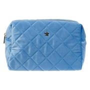 Velvet Square Quilted Make-Up Pouch Stor Ibiza BLÅ