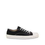 Svart Lerret Flatform Sneakers