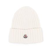 Ivory Hvit Ribbestrikket Beanie Lue