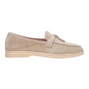 Beige Tassel Loafers for kvinner laget av Velour