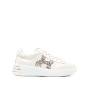 Beige Kalv Sneaker med Strass Detalj