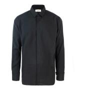 Svart Button-Up Skjorte Modal Polyester