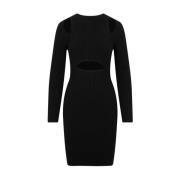 Sort Ribbet Midi Kjole Aw23