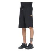 Sort sporty shorts med institusjonelt logo