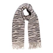 Zebra Print Skjerf med Frynser