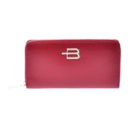 Wallet in red saffiano with zip