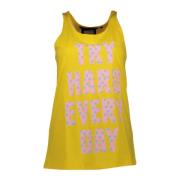 Gul Bomull Tank Top med Logo Print