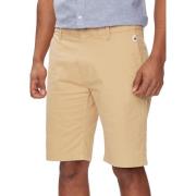 Beige Shorts med Glidelås og Knapp