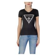 Rhinestone Logo V-hals T-skjorte