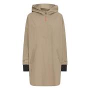 Beige Luna Regnponcho med Halv Glidelås