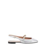 Grå Slingback Ballerina Skinn Dame