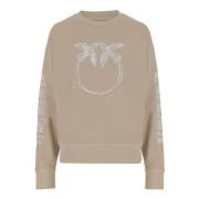 Bomull Crew Neck Logo Sweatshirt Beige