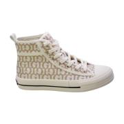 Beige Stoff High Top Sneakers