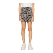 Geometrisk Snøring Svarte Shorts