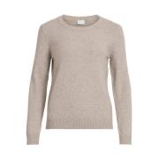 Beige Strikk Genser Lang Erme Pullover