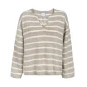 Beige Stripet Pullover Genser