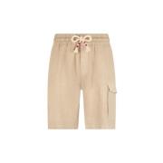 Beige Lin Bermuda Chinos Med Sidelomme