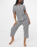 Lauren by Ralph Lauren knit button through capri pyjama set in navy st...