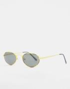 ASOS DESIGN vintage mini oval sunglasses in gold with smoke lens-Brown