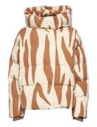 Patricia Faux Leather Puffer With Hood Brown Jakke