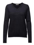 Viril V-Neck L/S Knit Top - Noos Navy Vila