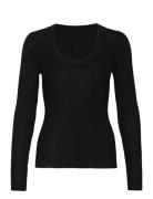 Slfcosta New Ls Knit Deep U-Neck Black Selected Femme