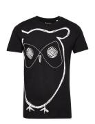 Aop Owl Tee - Gots/Vegan Black Knowledge Cotton Apparel