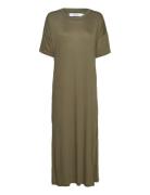 Long T-Shirt Dress Ronneby Leaf Green Khaki DEDICATED